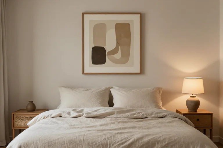 Understated ceramic vase or framed art, illustrated
